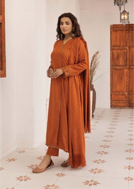 Exclusive Dhanak Self Jacquard Masoori shirt in Ruddy Brown from Heer by Aalaya Vol 1 HA-03-1.