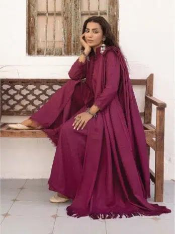 Heer by Aalaya Vol 1 HA-04-4, complete 3-piece unstitched set in Pansy Purple.