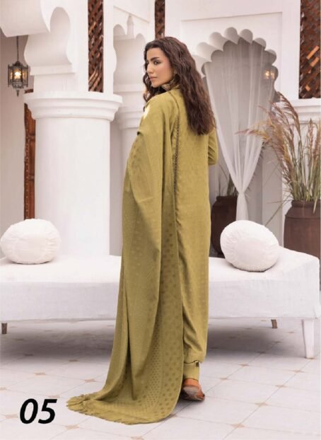 Heer by Aalaya Vol 1 HA-05-2, Luxury Dhanak Self Jacquard Masoori shawl in Drab color.