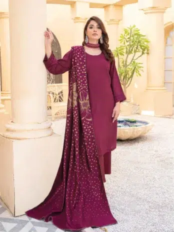 Jugnoo By Riaz Arts D-02-1, Velvet Maroon