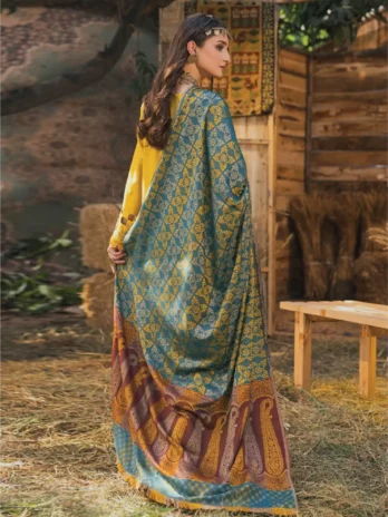 Mahrosh by Celts Vol 3 MCD-02-2 – Back View of Plain Dyed Yellow Dhanak Suit