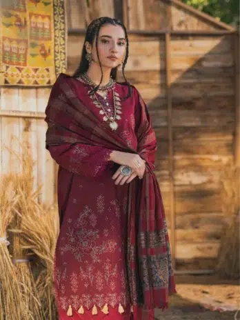 Mahrosh by Celts Vol 3 MCD-03-4 – Complete 3-Piece Set with Kashmiri Jacquard Shawl and Trouser