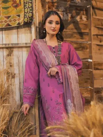 Mahrosh by Celts Vol 3 MCD-07-3 – Close-Up of Lady Wearing Bashful Pink Embroidered Dhanak Suit