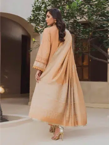 "Mahrosh by Panache Vol 4 MP-02-2 in Brown Sugar color – Embroidered Back & Sleeves with Shawl and Trouser"