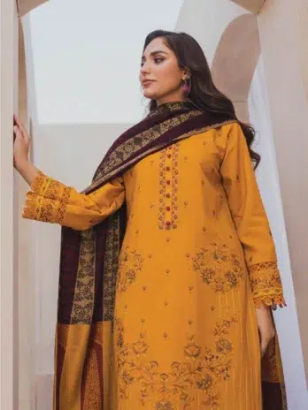 Mahrosh by Panache Vol 4 MP-07 -4, Yellow color, complete unstitched 3-piece set for winter elegance.
