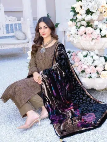 Shumail By Riaz Arts D-02-4, Beaver color 3-piece winter set