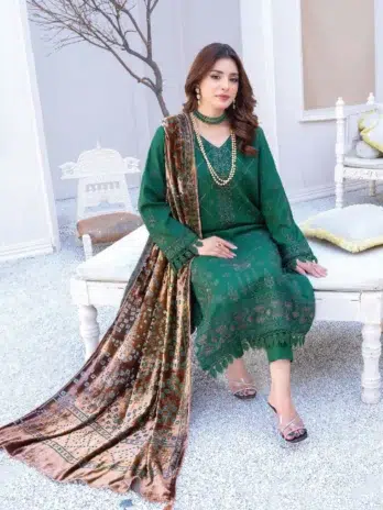 Shumail By Riaz Arts D-07-3 Green Embroidered Viscose Set