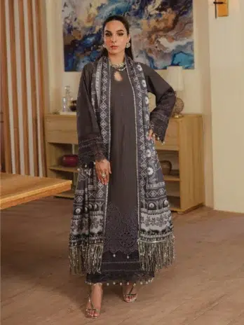 Stella by Mahnur SK-11A -1, Dune color embroidered khaddar suit front view