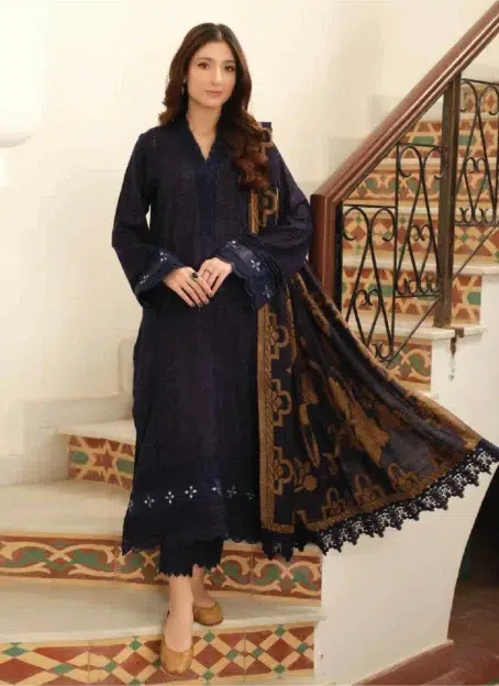 Tehzeeb by Riaz Arts TL-330-1, Dark Blue, Elegant Unstitched Fabric