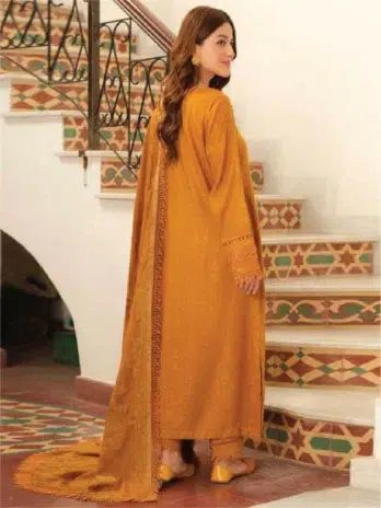 Elegant Light Brown Self Jacquard Leather Peach Shirt paired with a luxurious Velvet Jacquard Shawl and Plain Trouser.