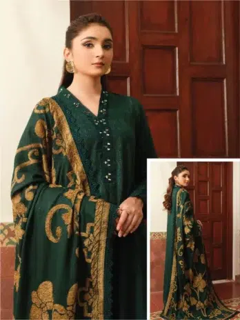 Tehzeeb by Riaz Arts TL-338-2, Green Color, Velvet Jacquard Shawl Design