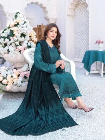 Zoha By Riaz Arts D-08-3, Casal, 3pcs unstitched embroidered peach leather fabrics.