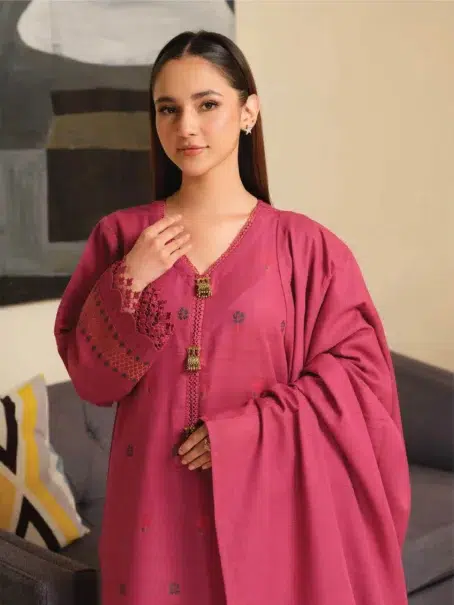 Aster by Johra JH-704 -3, Dark Pink, Unstitched Jacquard Khaddar Suit