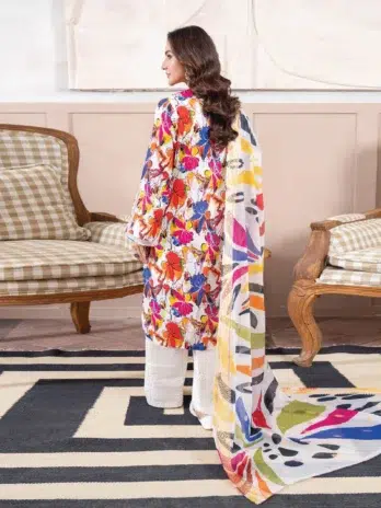 Gullbano by Gulljee D-03 - 2 in Grey Goose color highlighting the digital-printed lawn back and sleeves.