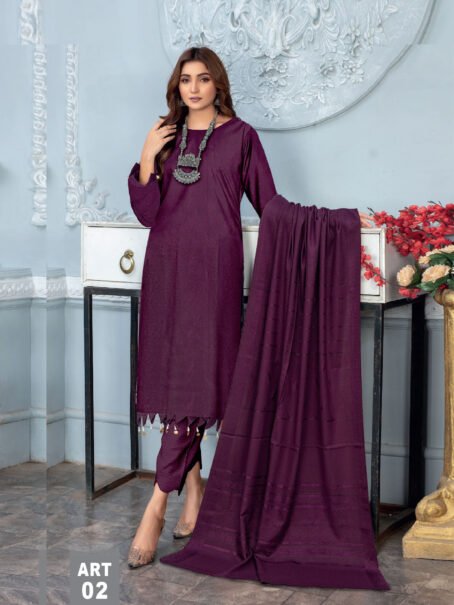 Heer by Aalaya ART-02 unstitched suit with intricate embroidery on premium fabric.