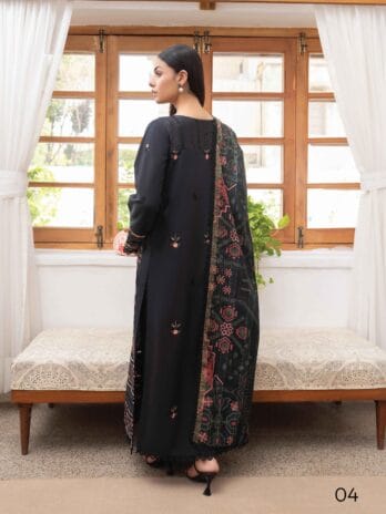 Mahi by Gulljee MG-04 -2, Black color, embroidered luxury linen back view.