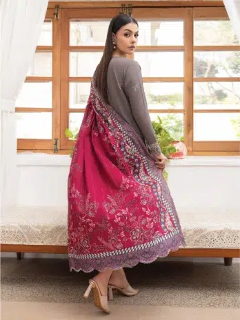 Mahi by Gulljee MG-06 -2, Hemp color embroidered sleeves and back view