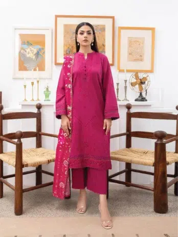 Mahi by Gulljee MG-07 -1, Rich Maroon embroidered luxury linen suit