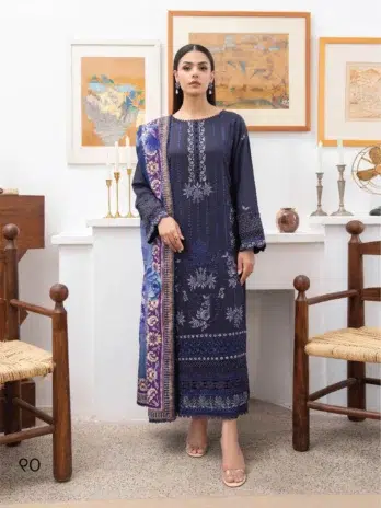 Mahi by Gulljee MG-09 -1, Ebony Clay color, embroidered luxury linen fabric