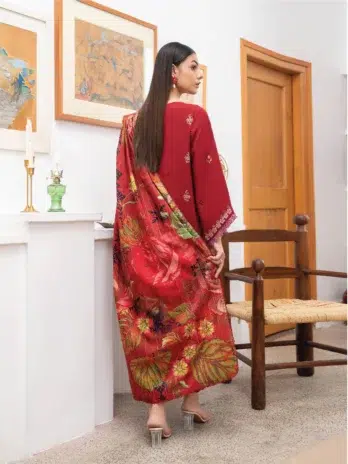 Mahi by Gulljee MG-10 -2 in Red Brown, back embroidered luxury linen fabric