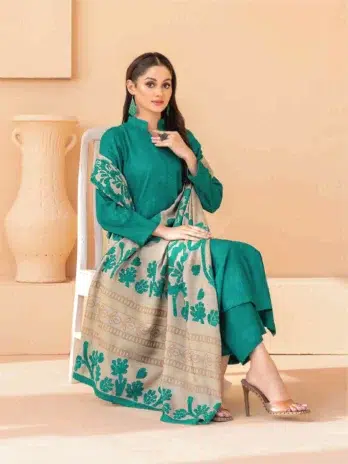 Mahzala By Tawakkal D-3728 -2, Teal, Detailed Shirt Design Close-Up