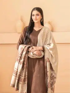 Mahzala By Tawakkal D-3730 -3, Brown, Full Outfit Display with Shawl