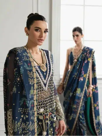 Majestic Cypress by Crimson D-02 -4 in blue color, featuring the complete outfit with dupatta and trousers.