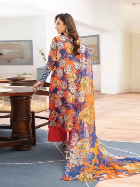 Morja by Gulljee A-01 -2, Red Berry color, highlighting the Digital Printed Lawn Back and Sleeves.