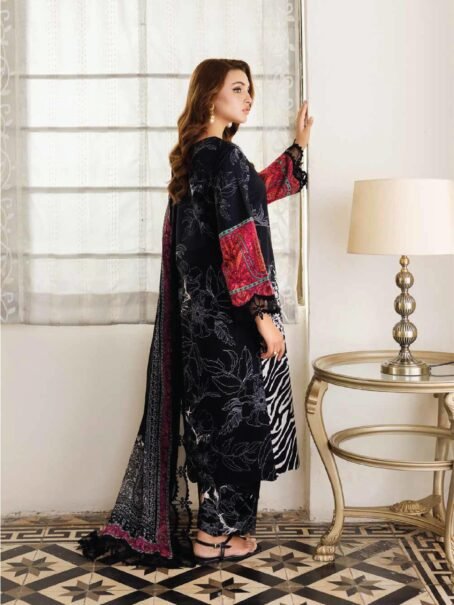 Range By Charizma Vol 2 CRN4-13 -2, Black color, printed lawn back and sleeves view.