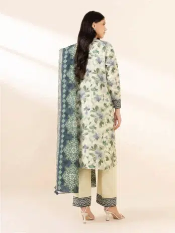 Sapphire Printed Khaddar D-09 -2, Ivory color, unstitched printed khaddar shirt and dupatta