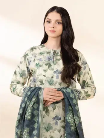 Sapphire Printed Khaddar D-09 -3, Ivory color, khaddar outfit with digitally printed design