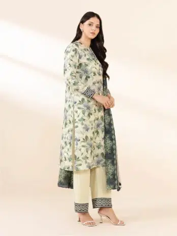 Sapphire Printed Khaddar D-09 -4, Ivory color, stylish printed khaddar three-piece outfit