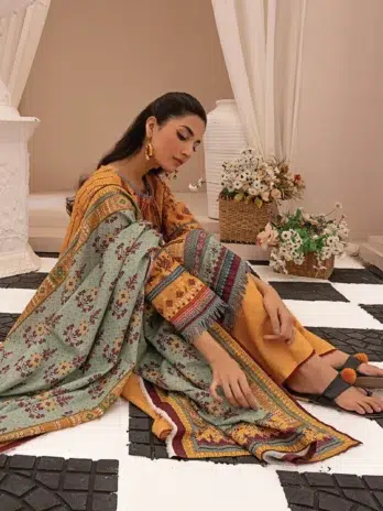 Selena by Zesh Textile SZT-10 - 3 in Brownish Orange color featuring the digital-printed sleeves and vibrant patterns.