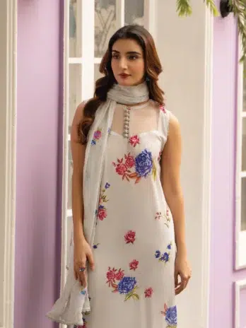 Tehzeeb by Gulljee D-04 -3, Heathered Grey, premium 3pcs lawn suit.