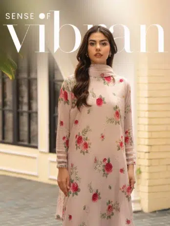 Tehzeeb by Gulljee D-05 -3 in Pinkish Grey, featuring the dyed Bamber chiffon embroidered cutwork dupatta.