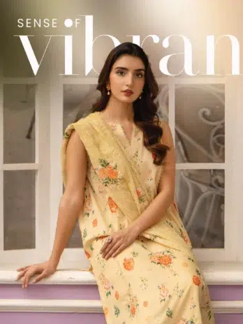 Tehzeeb by Gulljee D-08 -3 in Pastel Yellow, a stunning 3-piece unstitched suit from the 2024 collection.