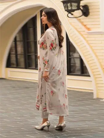 Tehzeeb by Gulljee D-11 -2, 3pcs unstitched Soft Amber outfit with embroidered chiffon cutwork dupatta.