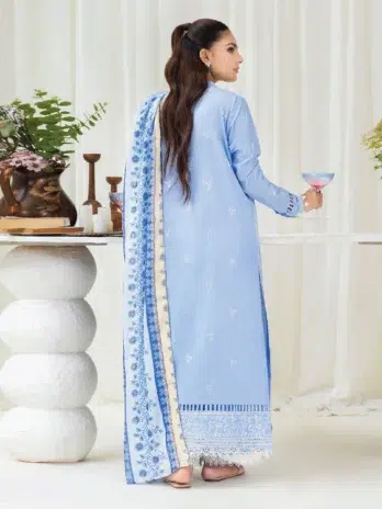 Back view of Coco Cherry by Gulljee D-02 in Light Blue color highlighting delicate patterns.