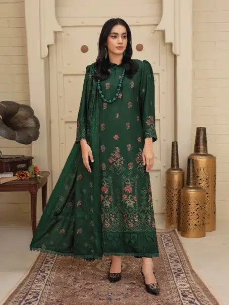 Dil E Naaz By Aalaya D-02 embroidered green dress front view