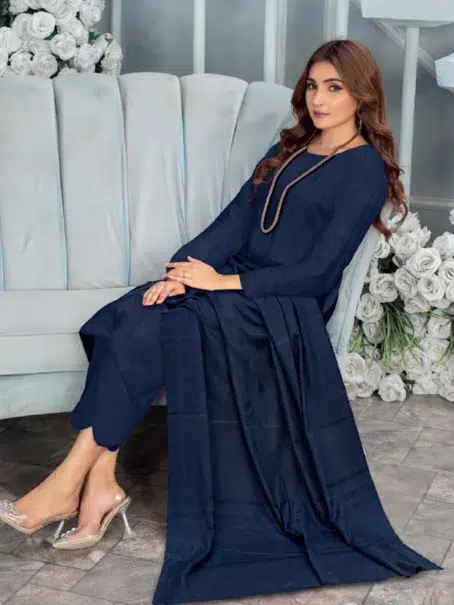 "Heer by Aalaya ART-07 in Blue - Sleeve and neckline detailing"