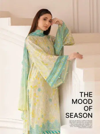 Close-up of detailed embroidery on Nora by Gulljee A-11 in Rodeo Dust