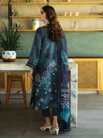 "Back view of Aafreen by Riaz Arts AF-161 embroidered lawn collection with delicate embroidery and soft fabric."
