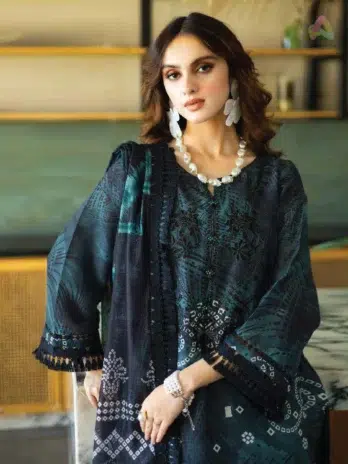 "Close-up of Aafreen by Riaz Arts AF-161 embroidered lawn collection showcasing intricate threadwork and embroidery details."