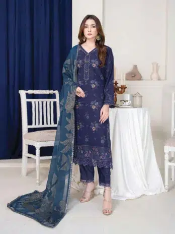 "Front view of Anadil By Riaz Arts D-07 in Ebony Clay color with exquisite embroidery and a chic design."