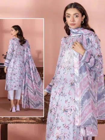 Model styled in Banafsha by Gulljee D-06 in Moonraker color posing gracefully in an outdoor setting.