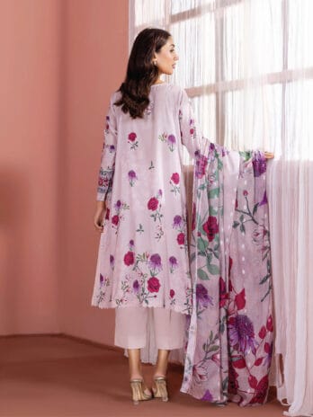 "Full outfit display of Banafsha by Gulljee D-08 lawn collection with a complementing dupatta."