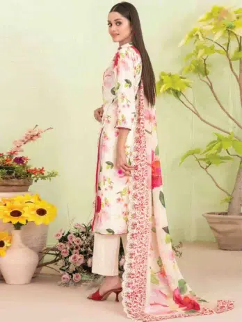 Erva by Tawakkal D-1713 back design – printed lawn with subtle embroidery