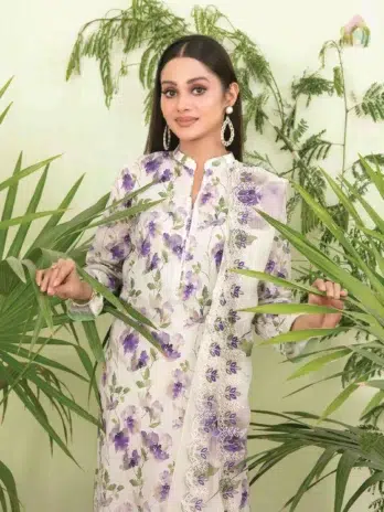 Close-up embroidery and cutwork detail – Erva by Tawakkal D-1714 dupatta