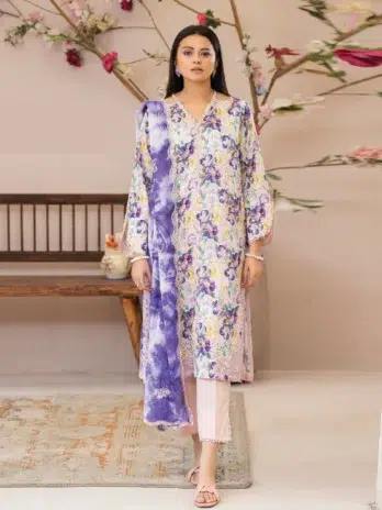 Gulal by Brenish Vol 1 D-01 – Digital Printed Lawn Shirt Front View with Embroidery
