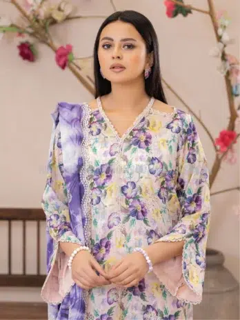 Close-Up Embroidery and Organza Detailing – Gulal by Brenish D-01